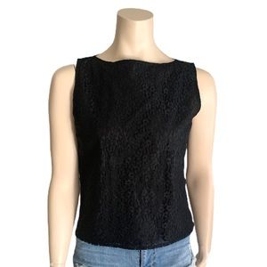 3/$30 Steilmann Black Lace Sleeveless Lined Blouse